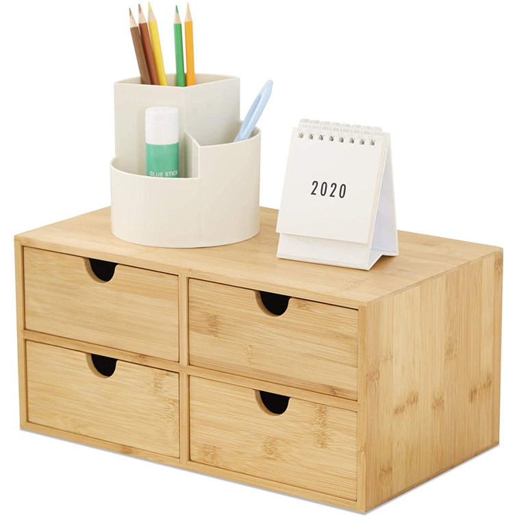 Latitude Run® Mini Bamboo Desk Drawer Tabletop Storage Organization Box